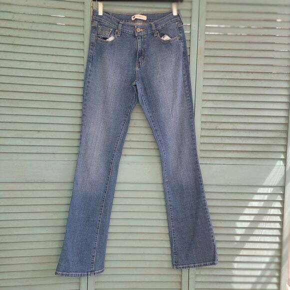 Levi's 515 Boot Cut Blue Jeans ~ Sz 8L ~ Blue ~ Mid Rise ~ 34" Inseam - Picture 1 of 5